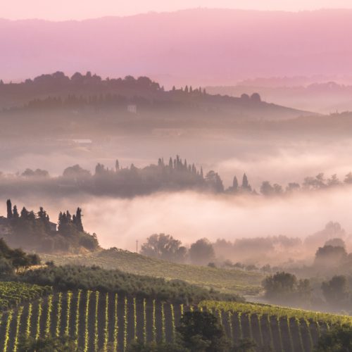 Tuscan Village Landscape in the morning